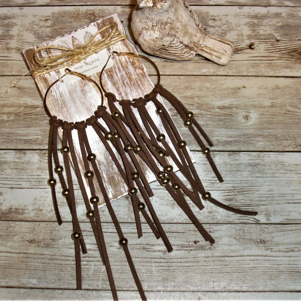 Faux Suede Hoop Dangle Earrings